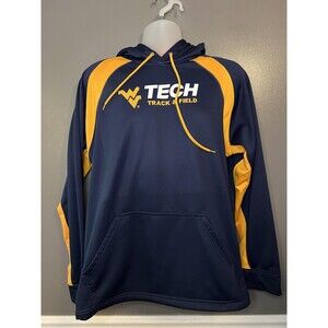 West Virginia Mountaineers Hoodie Mens Medium Blue NCAA Track & Field Augusta